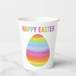 Gelukkig Pasen Kleurrijke Strepen Gestreept Paasei Papieren Bekers