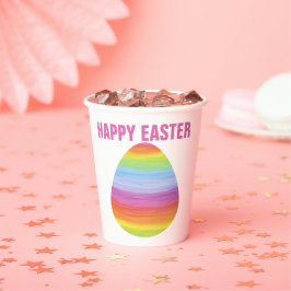 Gelukkig Pasen Kleurrijke Strepen Gestreept Paasei Papieren Bekers