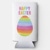 Gelukkig Pasen Kleurrijke Strepen Gestreept Paasei Seltzer Blikjeskoeler (Achterkant)