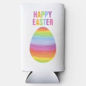 Gelukkig Pasen Kleurrijke Strepen Gestreept Paasei Seltzer Blikjeskoeler (Voorkant)