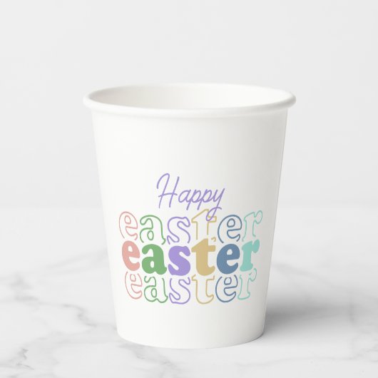 Gelukkig Pasen Kleurrijke Typografie Papieren Bekers (Achterkant)