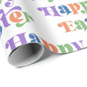 Gelukkig Pasen Kleurrijke Whimsical Retro Typograf Cadeaupapier (Rol Hoek)