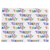 Gelukkig Pasen Kleurrijke Whimsical Retro Typograf Groot Cadeauzakje (Achterkant)