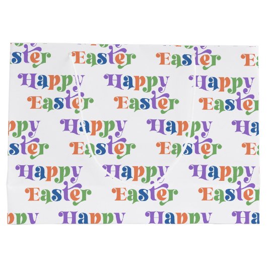 Gelukkig Pasen Kleurrijke Whimsical Retro Typograf Groot Cadeauzakje (Achterkant)