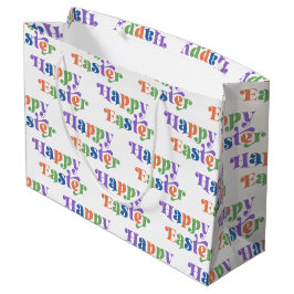 Gelukkig Pasen Kleurrijke Whimsical Retro Typograf Groot Cadeauzakje