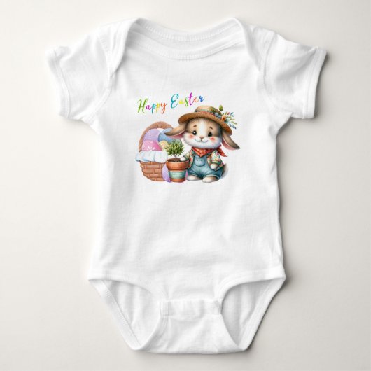 Gelukkig Pasen Konijn Baby Bodysuit (Voorkant)