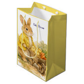 Gelukkig Pasen Konijn Baby Shower Medium Cadeauzakje (Voorkant Gekanteld)
