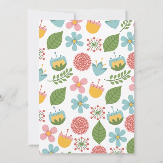 Gelukkig Pasen Konijn Bloemen Brunch Uitnodiging (Achterkant)