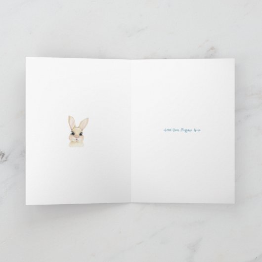 Gelukkig Pasen Konijn Boeket Vakantiekaart Feestdagen Kaart (Binnen)