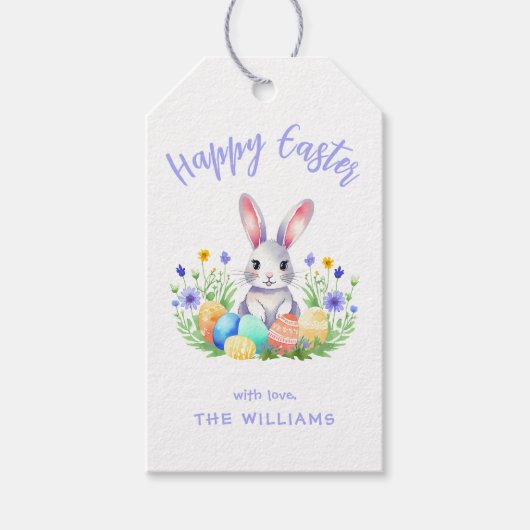 Gelukkig Pasen Konijn Cadeaulabel (Voorkant)