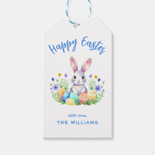 Gelukkig Pasen Konijn Cadeaulabel (Voorkant)