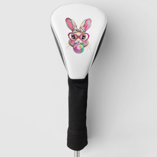 Gelukkig Pasen Konijn Coquette Strik Penseelstreek Golfheadcover (Voorkant)
