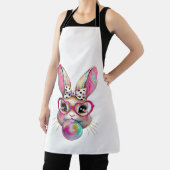 Gelukkig Pasen Konijn Coquette Strik Penseelstreek Schort (Insitu)