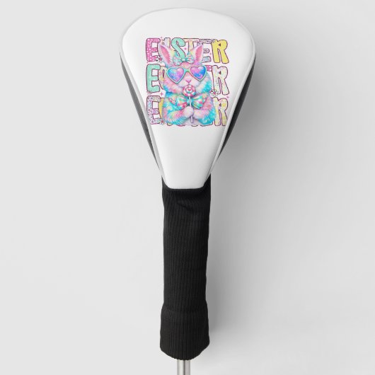Gelukkig Pasen Konijn Coquette Strik Preppy Pasen Golfheadcover (Voorkant)