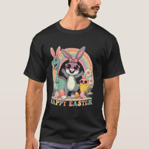 Gelukkig Pasen Konijn Dinosaurus Paaseieren T-shirt