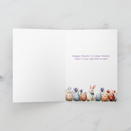 Gelukkig Pasen Konijn Dochter Narcissen Lieveheers Kaart (Binnen)