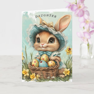 Gelukkig Pasen Konijn Dochter Narcissen Lieveheers Kaart