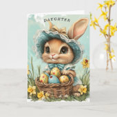 Gelukkig Pasen Konijn Dochter Narcissen Lieveheers Kaart (Gele Bloem)