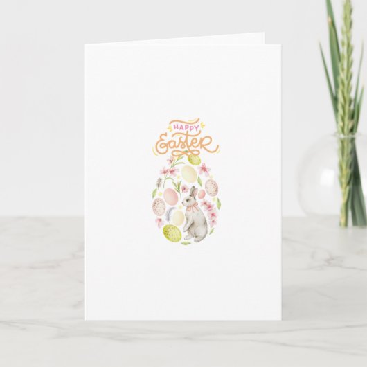 Gelukkig Pasen Konijn & Eieren Feestdagen Kaart (Voorkant)