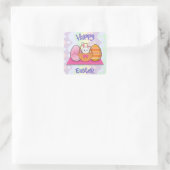 Gelukkig Pasen Konijn Eieren Mand Schattig Pasen Vierkante Sticker (Tas)