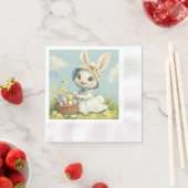 Gelukkig Pasen Konijn Eieren Narcissen Vlinders  Servet (Insitu)