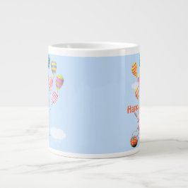 Gelukkig Pasen Konijn en Ballonnen Grote Koffiekop