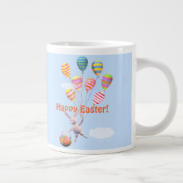 Gelukkig Pasen Konijn en Ballonnen Grote Koffiekop