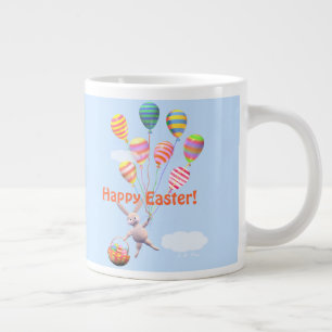 Gelukkig Pasen Konijn en Ballonnen Grote Koffiekop