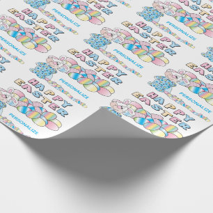Gelukkig Pasen Konijn en Eieren - Cadeaupapier