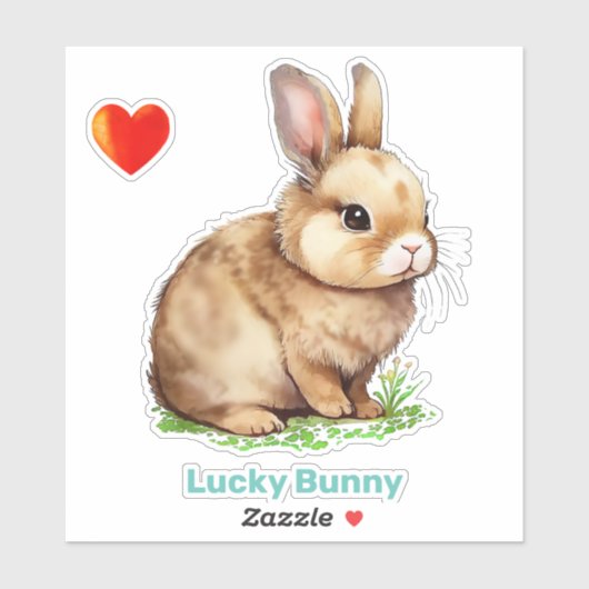 Gelukkig Pasen Konijn en Hart Sticker (Vel)