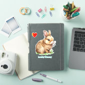 Gelukkig Pasen Konijn en Hart Sticker (iPad Cover)
