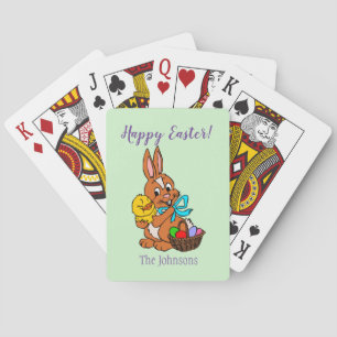 Gelukkig Pasen Konijn en Kuiken Deco van Speelkaar Pokerkaarten