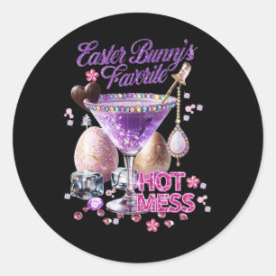 Gelukkig Pasen Konijn Favoriete Hot Mess Cute Mart Ronde Sticker