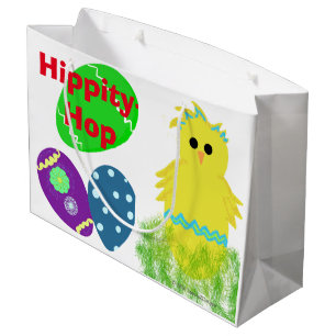 Gelukkig Pasen Konijn Geel Groen Blauw Kuiken Eier Groot Cadeauzakje