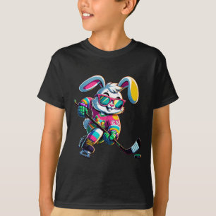 Gelukkig Pasen Konijn Hockey Konijn Mannen Vrouwen T-shirt
