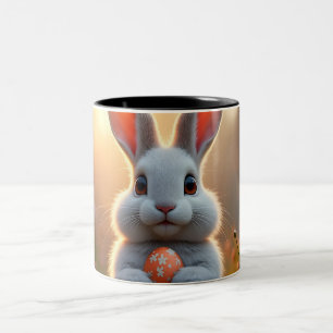 Gelukkig Pasen Konijn in de Magie van de Lente Tweekleurige Koffiemok