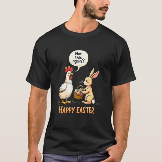 Gelukkig Pasen Konijn Kip Grappig T-shirt (Voorkant)