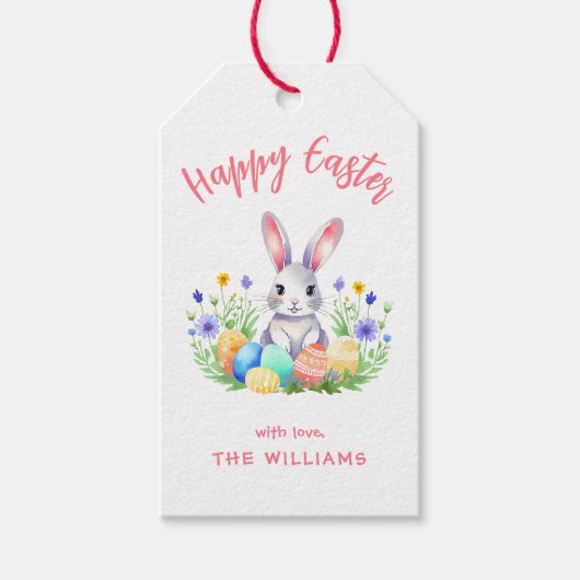 Gelukkig Pasen Konijn Konijn Cadeaulabel (Voorkant)