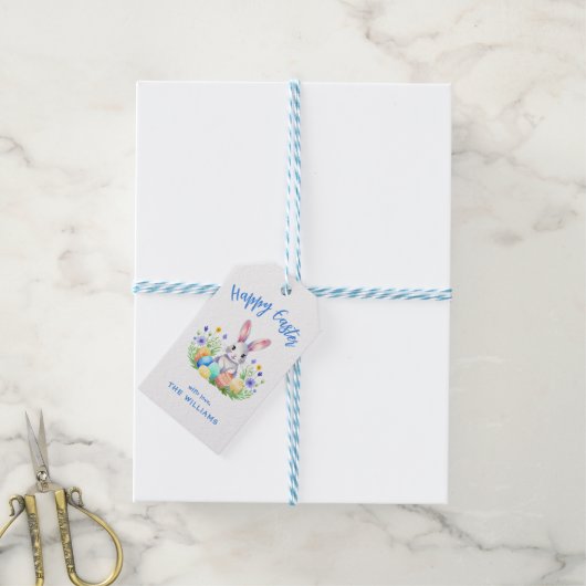 Gelukkig Pasen Konijn Konijn Cadeaulabel (Met Touw)