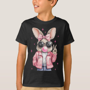 Gelukkig Pasen Konijn Konijn Gezicht Coquette Stri T-shirt