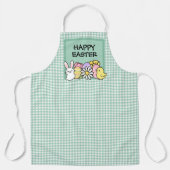 Gelukkig Pasen Konijn Kuiken Groen Gingham Schort (Voorkant)