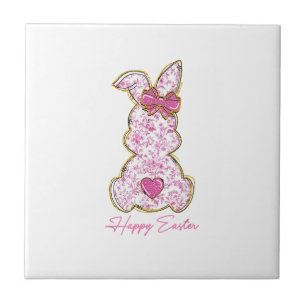 Gelukkig Pasen Konijn Meisjes Pasen Vrouwen Roze B Tegeltje
