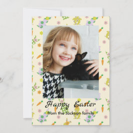 Gelukkig Pasen konijn met foto Plat Kerstkaart