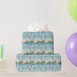 Gelukkig Pasen Konijn met Paaseieren Cadeaupapier