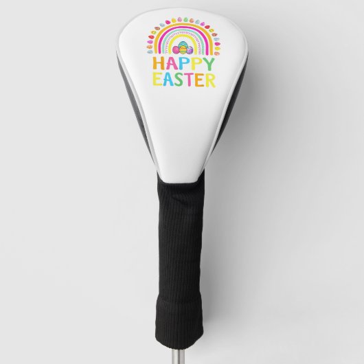 Gelukkig Pasen Konijn Paaseieren Jacht Paasfeest V Golfheadcover (Voorkant)