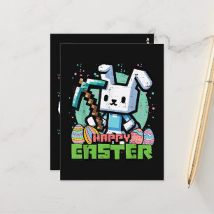 Gelukkig Pasen Konijn Pixel Game Briefkaart