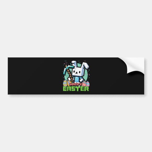 Gelukkig Pasen Konijn Pixel Game  Bumpersticker (Voorkant)