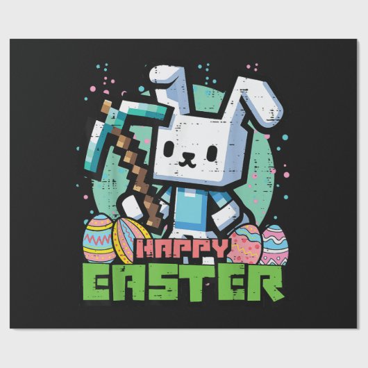 Gelukkig Pasen Konijn Pixel Game  Cadeaupapier (Vlak)