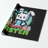 Gelukkig Pasen Konijn Pixel Game  Cadeaupapier (Uitgerold)