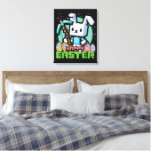Gelukkig Pasen Konijn Pixel Game  Canvas Afdruk (Insitu (Slaapkamer))